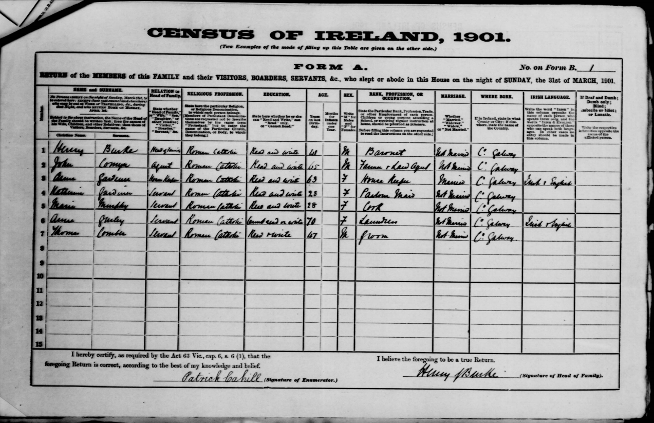 Marble Hill Census 1901